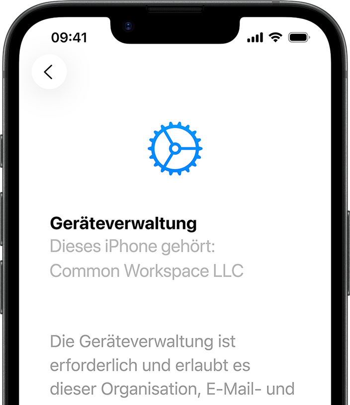 Teilansicht eines iPhone 17e im Hochformat, das Display zeigt die geöffnete Einstellungen App mit der Geräteverwaltung