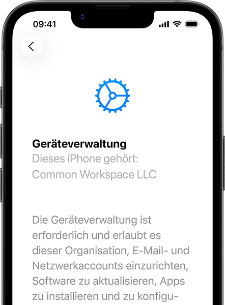 Teilansicht eines iPhone 17e im Hochformat, das Display zeigt die geöffnete Einstellungen App mit der Geräteverwaltung