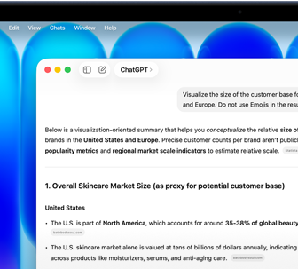 Ein MacBook Neo zeigt KI Performance auf dem nächsten Level, eine Person fragt ChatGPT nach rechtlichen Vorschriften in der Hautpflegebranche