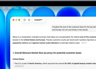 Ein MacBook Neo zeigt KI Performance auf dem nächsten Level, eine Person fragt ChatGPT nach rechtlichen Vorschriften in der Hautpflegebranche